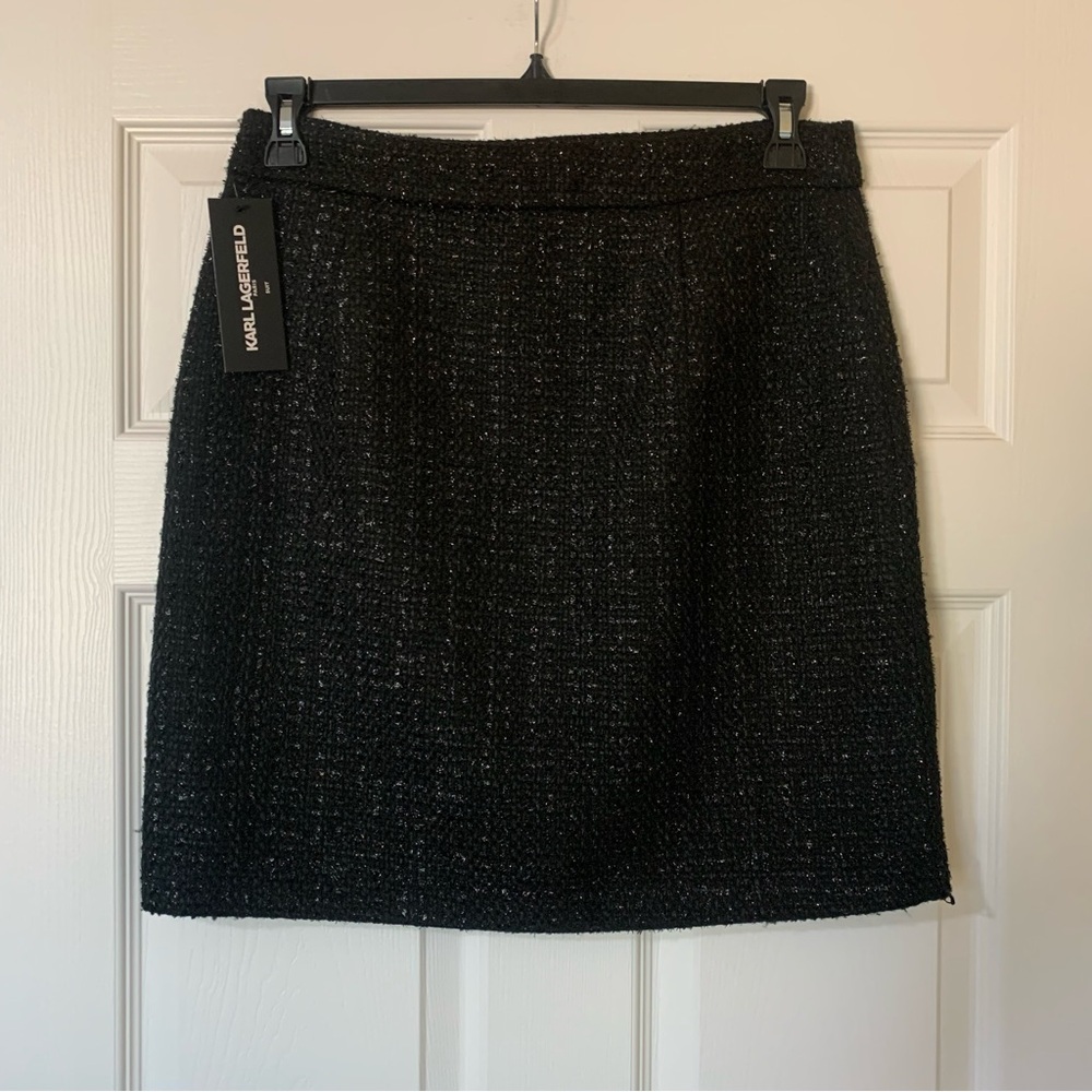 NWT Karl Lagerfeld Textured Black Mini Skirt Size 8